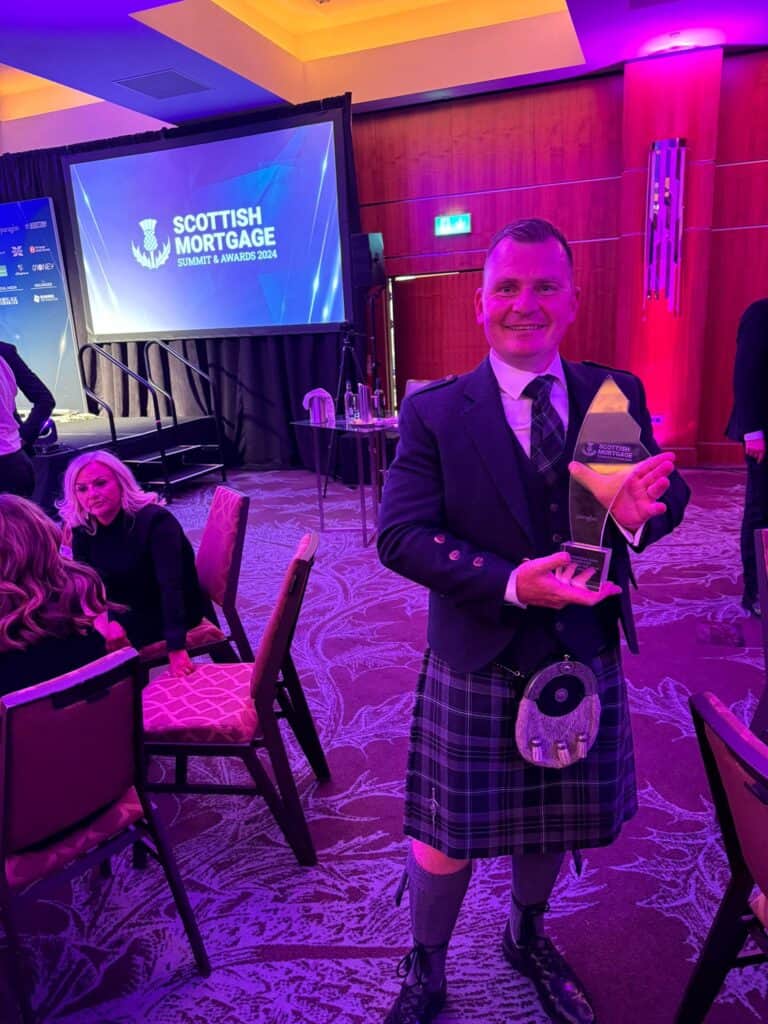 Stuart with the Scottish Mortgage Award 2024 for best overall broker in Scotland
