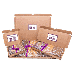 BakeBox Gifts showing suggested location for Client Logo and Google Reviews QR Code