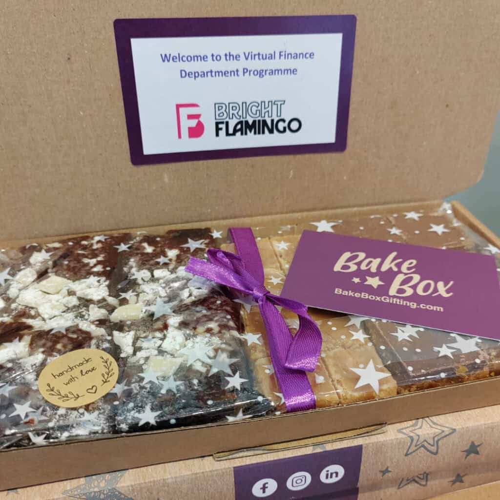 Bright Flamingo branded corporate gift by BakeBox Gifting